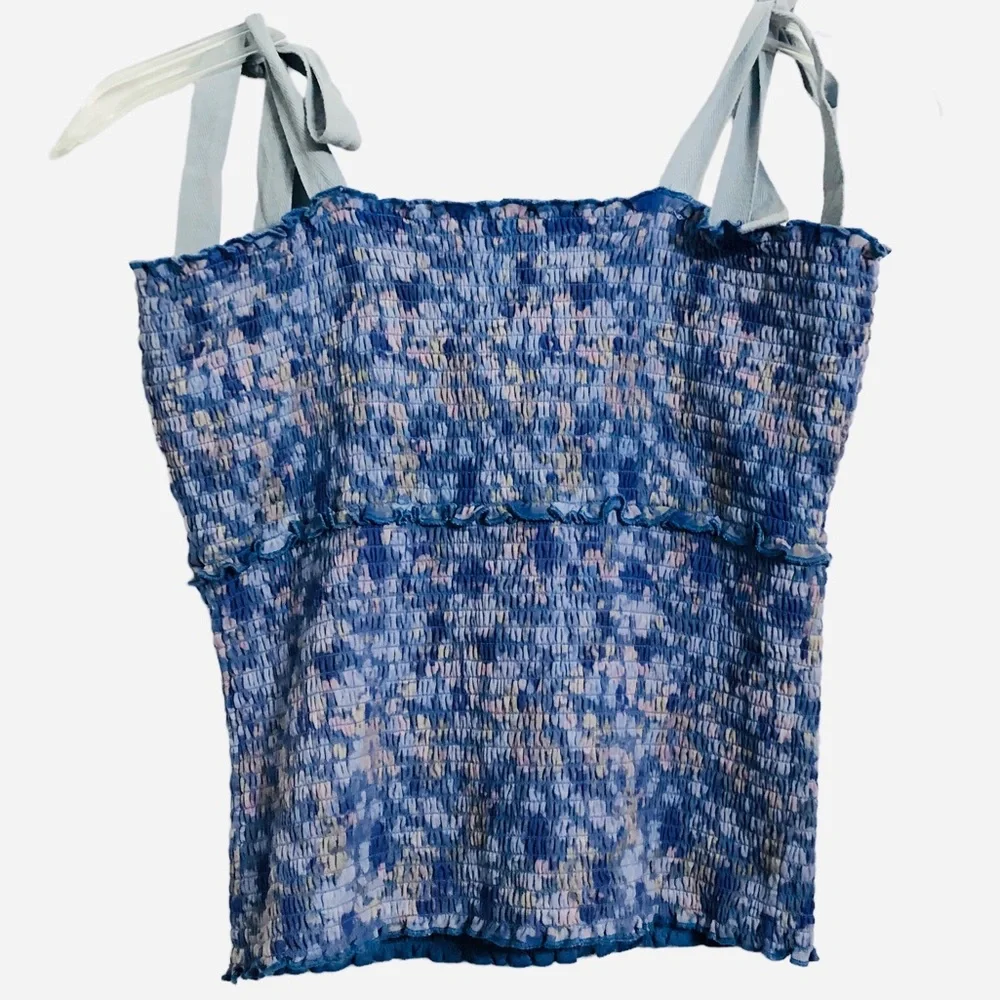 Anthropologie Smocked Tie Tank Size XL - Picture 3 of 6